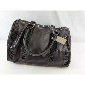 Steven by Steve Madden Leather Riveted Satchel Black Purse Handbag Unused